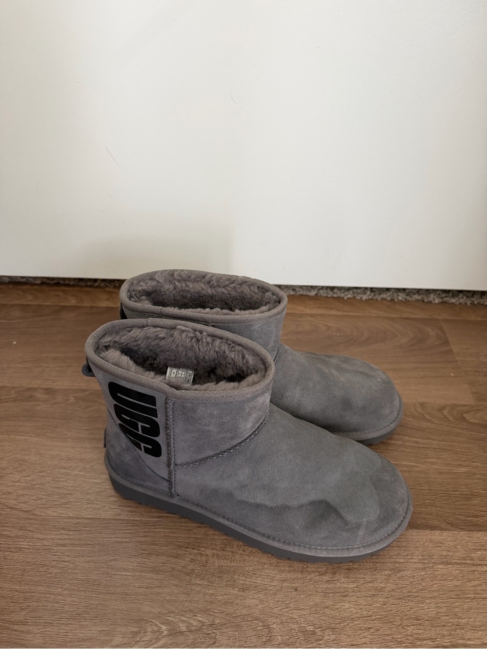 UGG Gray Suede Short Shearling Boots